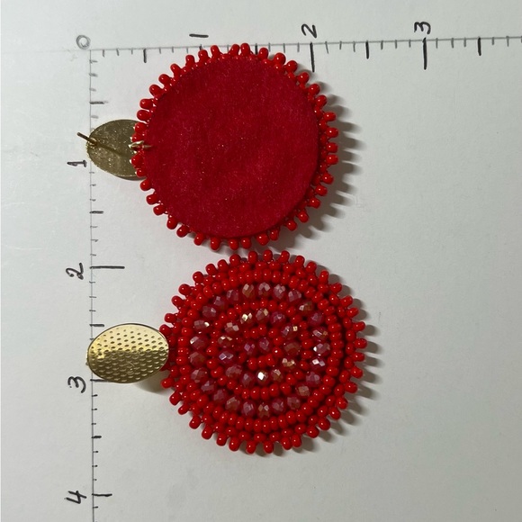 Red Boho Chic Dangle Earrings - Trendy Beaded Dangle Earrings for woman - Picture 8 of 8